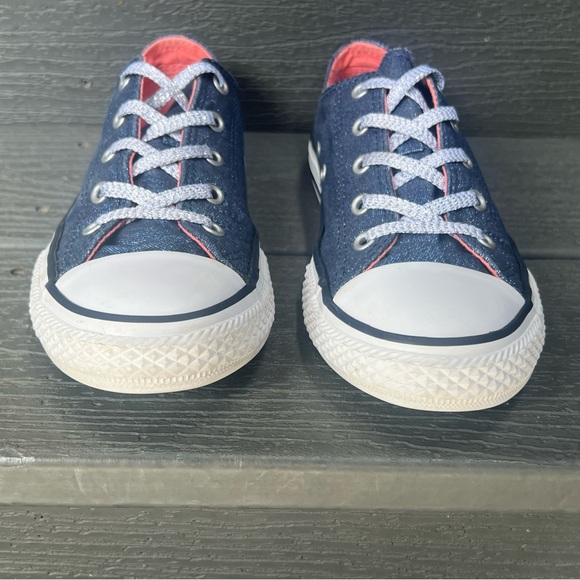 CONVERSE METALLIC BLUE SNEAKERS GIRLS SIZE 3 - Picture 2 of 11